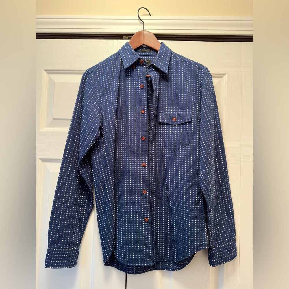 Blue and White Button Down Shirt